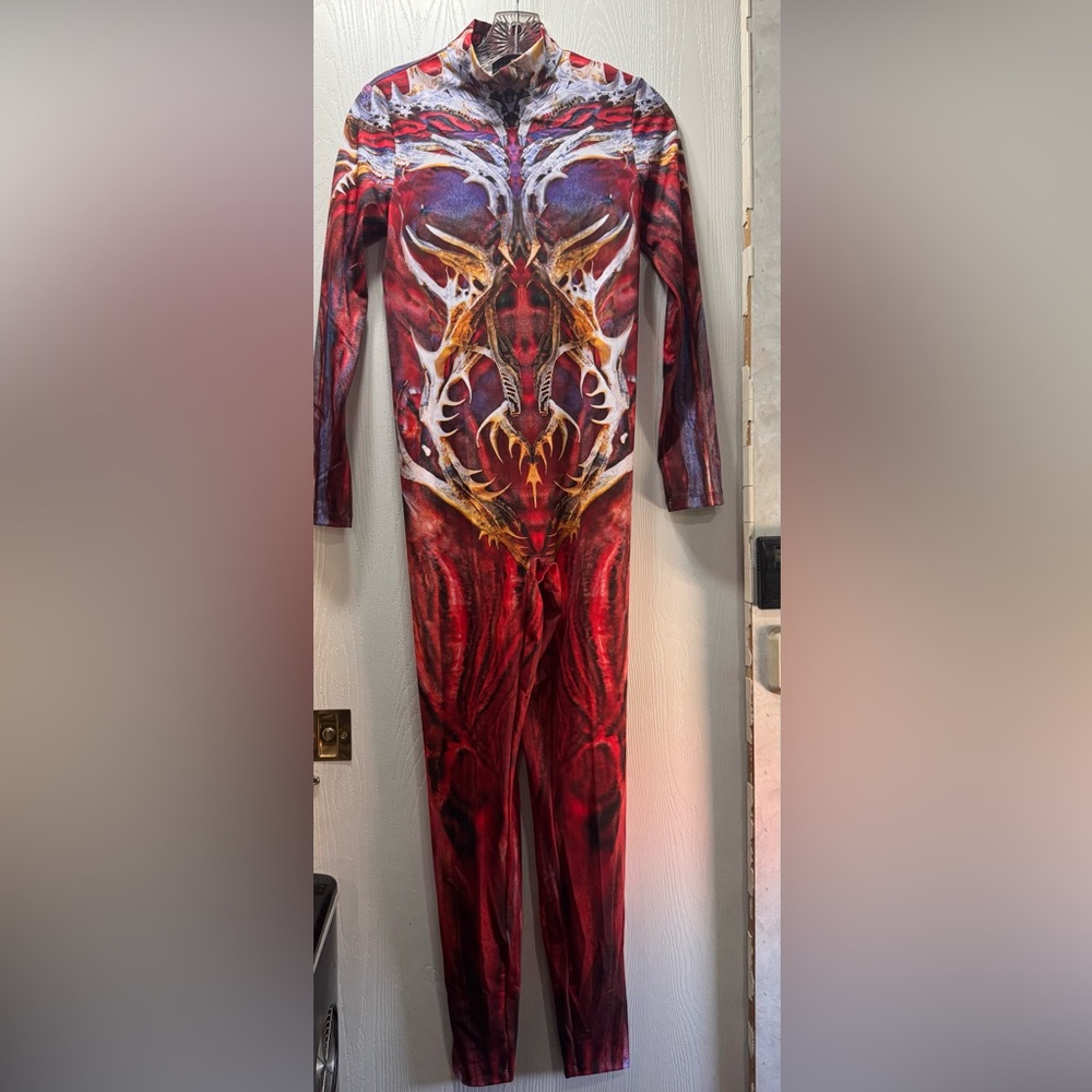 Women Devil Walking long sleeve Bodysuit. Size large